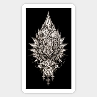 Thai Tattoo: Thai Sak Yant Tattoo Design on a Dark Background Magnet